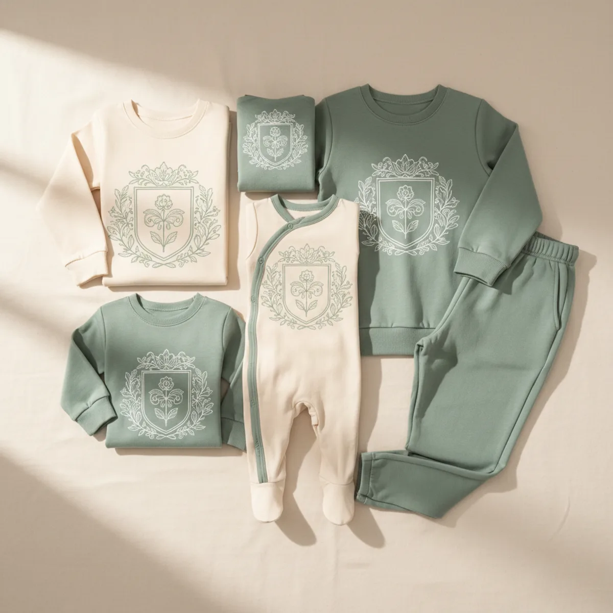 Sage botanical line crest